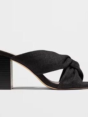 Banana Republic Black Knot Front Block Heel Mule